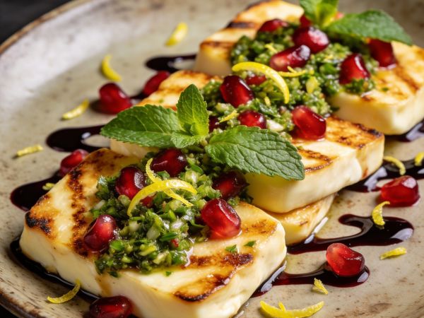 Seared Halloumi with Pomegranate & Zesty Gremolata