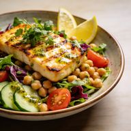 Golden Halloumi & Zesty Chickpea Salad Bowl photo 1