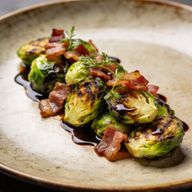 Charred Brussels Sprouts with Pancetta & Balsamic Reduction photo 1