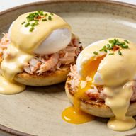 Applewood Cold-Smoked Crab Benedict with Citric Emulsion photo 1