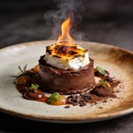 Smoked Cacao & Charred Goat Cheese Brûlée photo 1