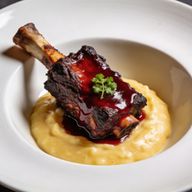 Nebbiolo-Braised Oak-Smoked Short Ribs over Fontina Polenta photo 1