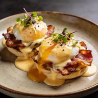 Smoked Guanciale Eggs Benedict 'Carbonara Style' photo 1