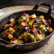 Hickory-Smoked Brussels Sprouts with Crispy Pancetta & Balsamic Glaze photo 1