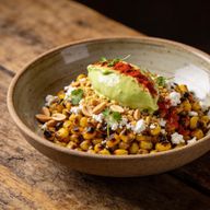 Charred Street Corn with Cold-Smoked Crema & Marcona Almonds photo 1