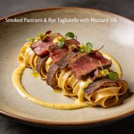 Smoked Pastrami & Rye Tagliatelle with Mustard Silk photo 1