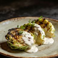 Charred Cabbage Steaks with White BBQ Emulsion photo 1