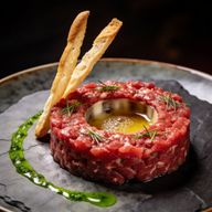 Smoked Beef Tartare with Molten Bone Marrow Center photo 1