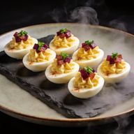 Cold-Smoked 'Aero' Deviled Eggs with Crisped Pancetta photo 1