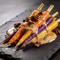 Honey-Glazed Heirloom Carrots with Smoked Pecan Emulsion photo 1