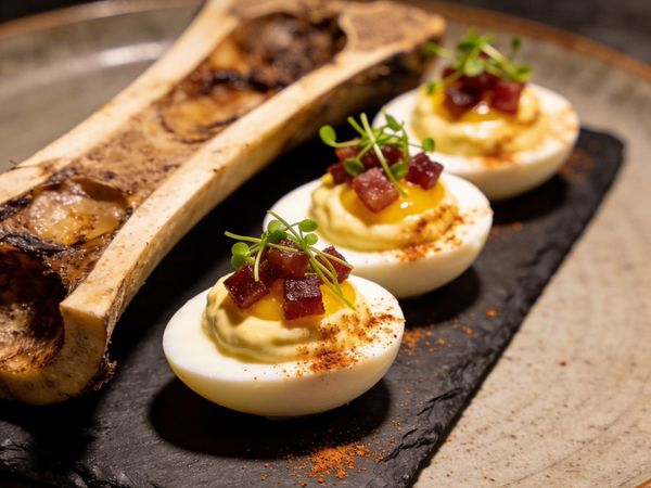 Roasted Marrow & Smoked Paprika Deviled Eggs