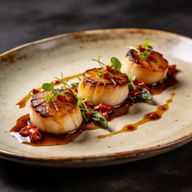Cold-Smoked Diver Scallops with Bourbon-Chili Gastrique photo 1