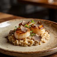 Cold-Smoked Sea Scallops with Truffled Risotto photo 1