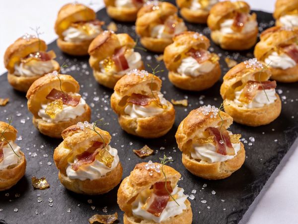 Guanciale-Crunch Taleggio Gougères with Cold-Smoked Sea Salt