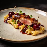 Cherry-Smoked Duck Garganelli with Agrodolce Gastrique photo 1