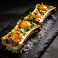 Smoked Bone Marrow & Cured Yolk 'Luge' photo 1