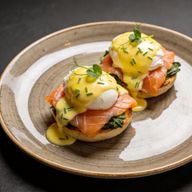 Alder-Smoked Trout Benedict with Lemon-Chive Emulsion photo 1