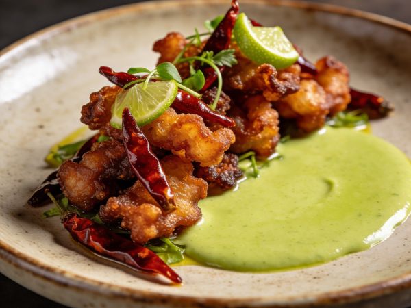 Smoked Chili Chicharrones with Lime Emulsion