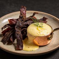 Oak-Smoked Wagyu Jerky with Aerated Tarragon Hollandaise photo 1